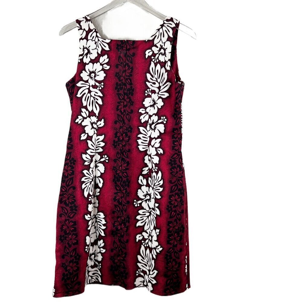 Vintage Royal Creations Red Hibiscus Flower 100% Cotton Sleeveless Dress Size L - Picture 5 of 5